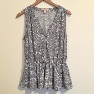 Banana Republic Dotted Blue/White Peplum Shell
